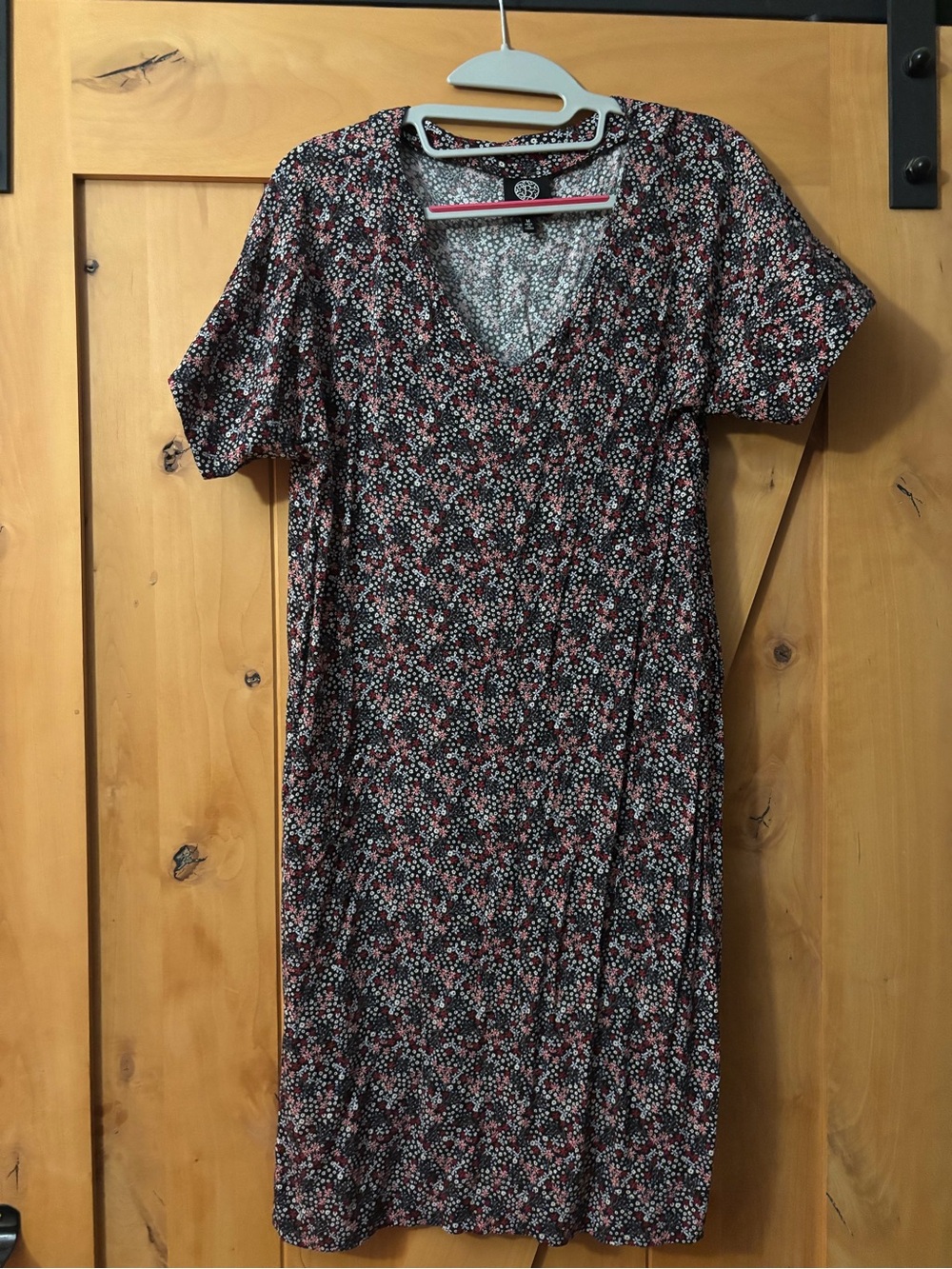 bobeau Black Shift Dress with Floral Print
